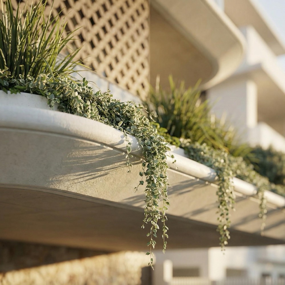 Planter edge in late afternoon light